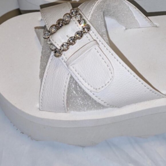 VTG Deadstock SODA Sporty Cheer White Out Platform Sandals Womens 6.5 NEW - Picture 4 of 5
